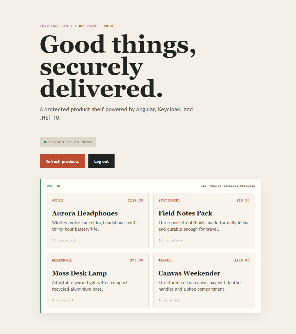 Angular home page before logout