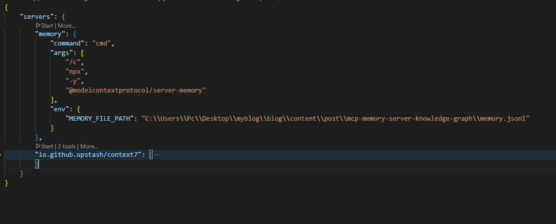 MCP memory server in VSCode