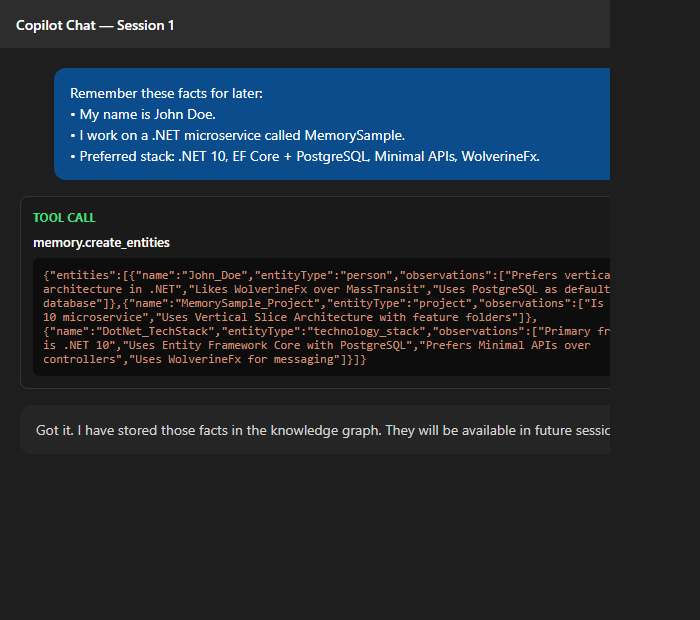 Session 1: seeding memory with create_entities